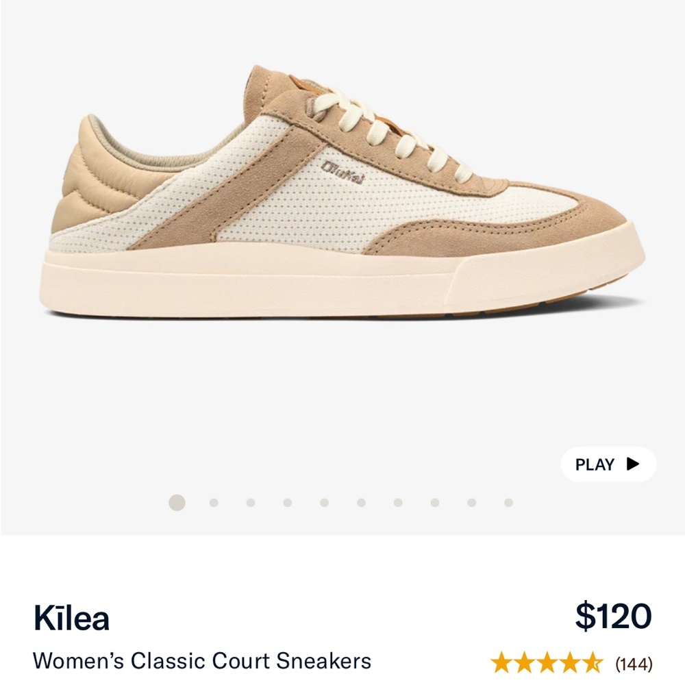 Cream and Tan Low-Top Olukai Sneakers